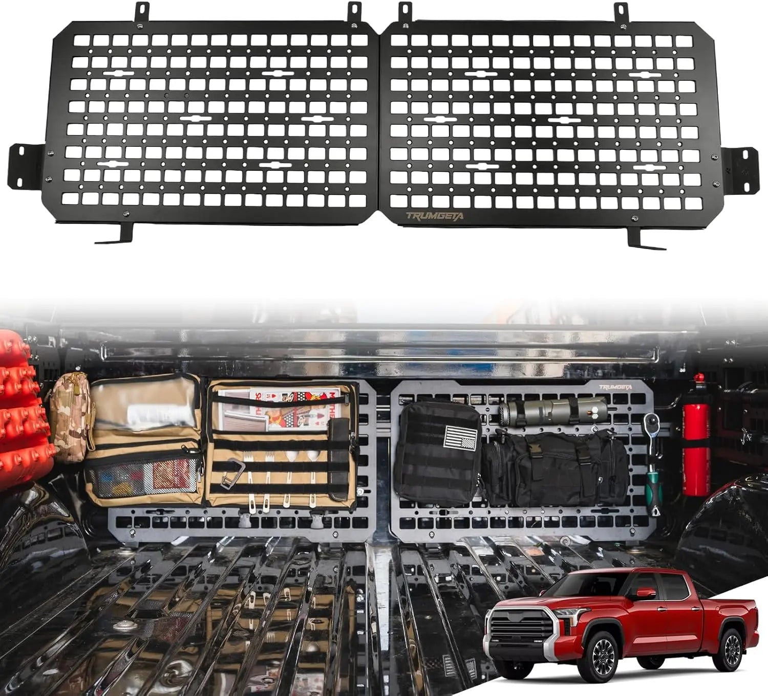 Front Bed MOLLE Panel Fit for 5.5 Feet Toyota Tacoma 2016-2023 2023+ Truck Storage Organizer System-1