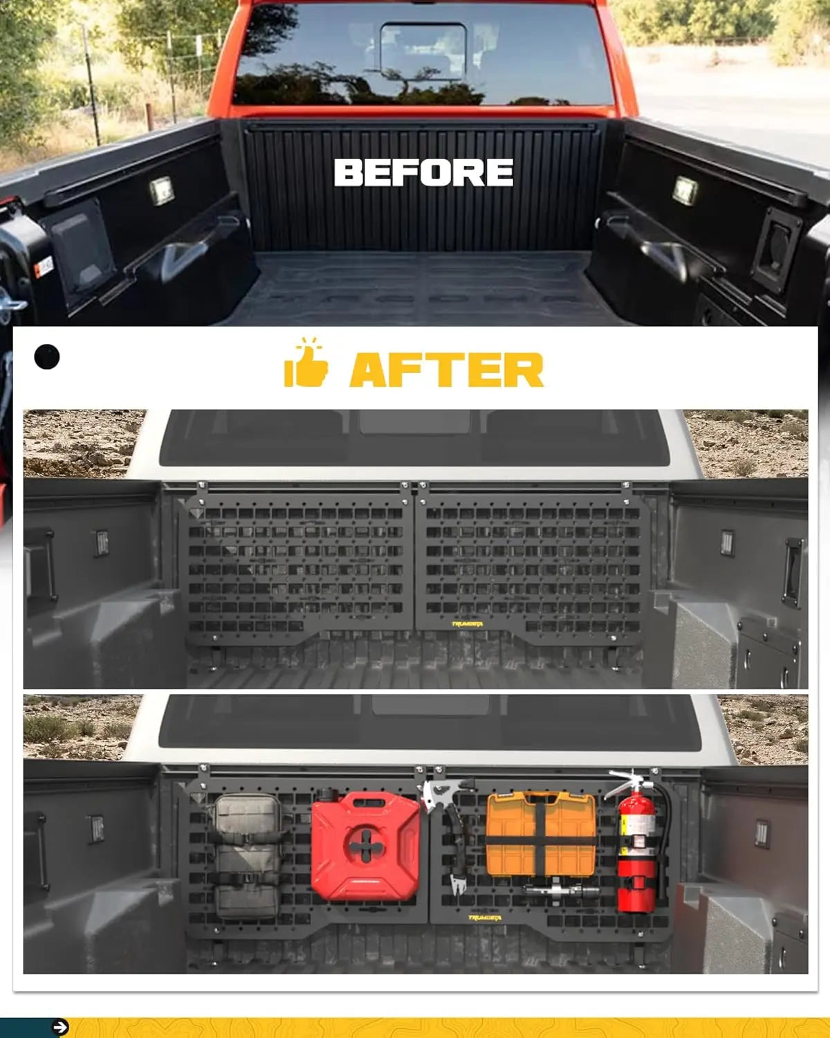 Front Bed MOLLE Panel Fit for 5.5 Feet Toyota Tacoma 2016-2023 Truck Storage Organizer System-9