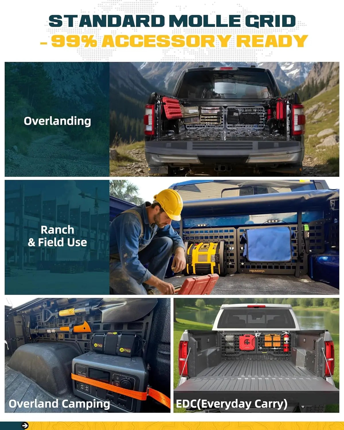 Front Bed MOLLE Panel Fit for 5.5 Feet Toyota Tundra 2022-2025 2026 Truck Storage Organizer System-8