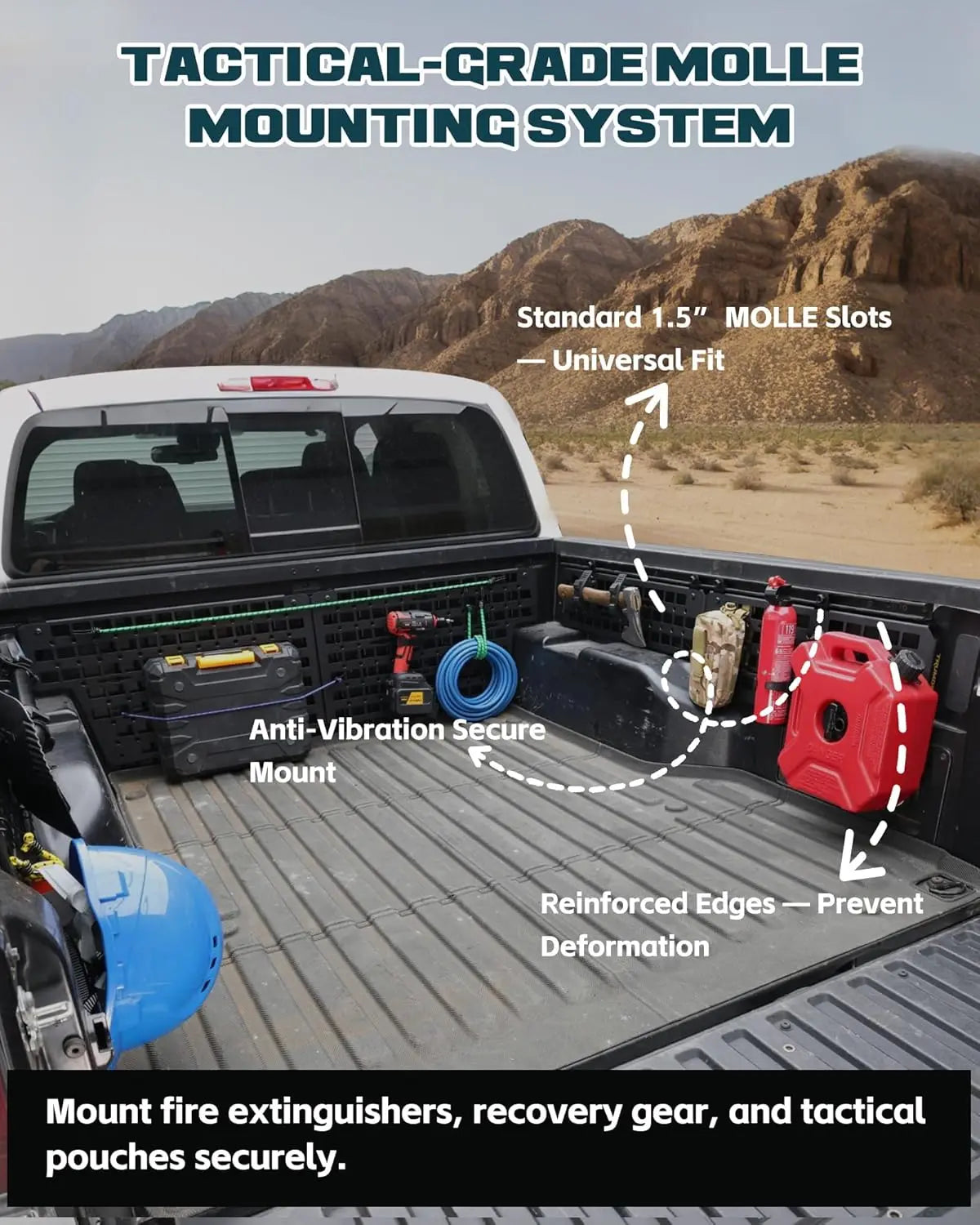 Side Bed MOLLE Panel Fit for 5.5 Feet Toyota Tacoma 2016-2023 Truck Storage Organizer System-3