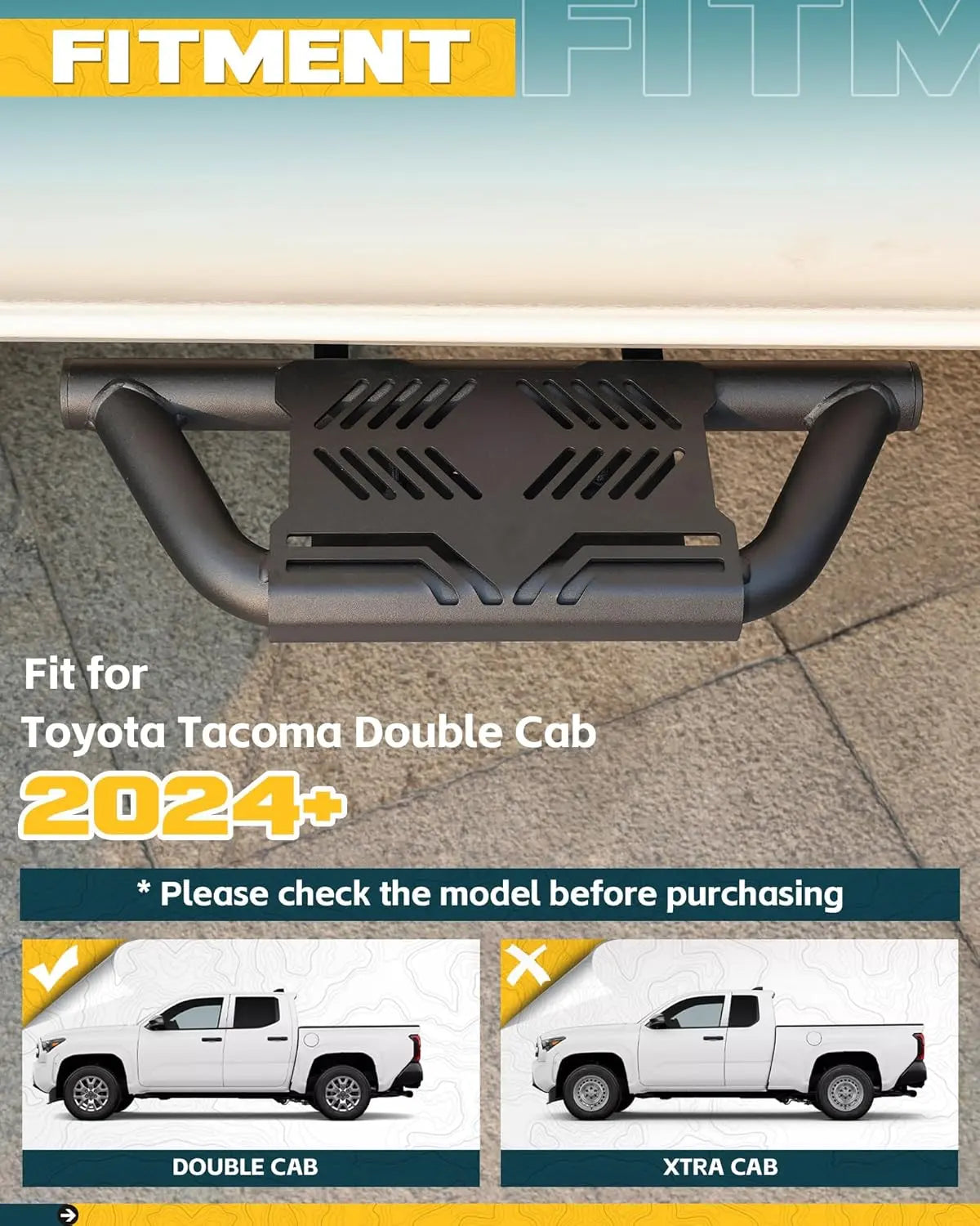 EZ Side Steps Fit for 2024 2025 2026 Toyota Tacoma Double Cab/Crew Cab 4 Doors Running Boards 350 LBS-2