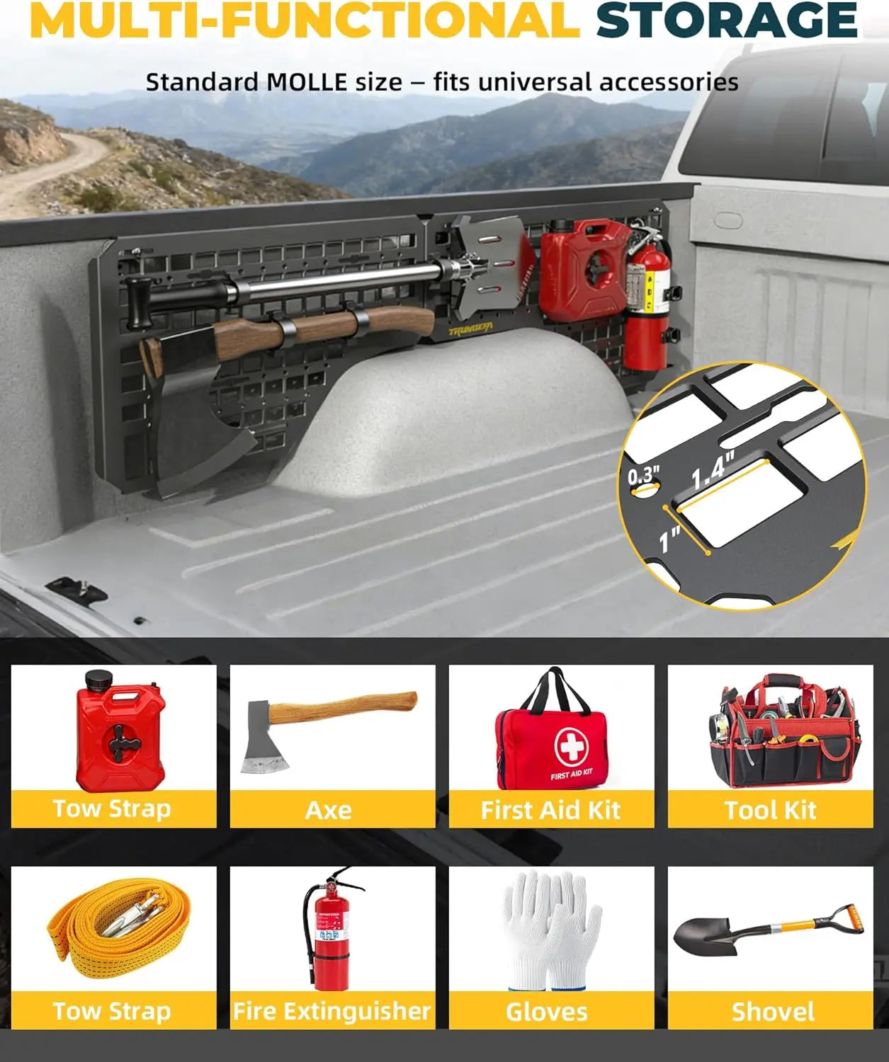 Heavy-Duty Side Bed MOLLE Panel Fit for 2014-2018 Chevy Silverado-5