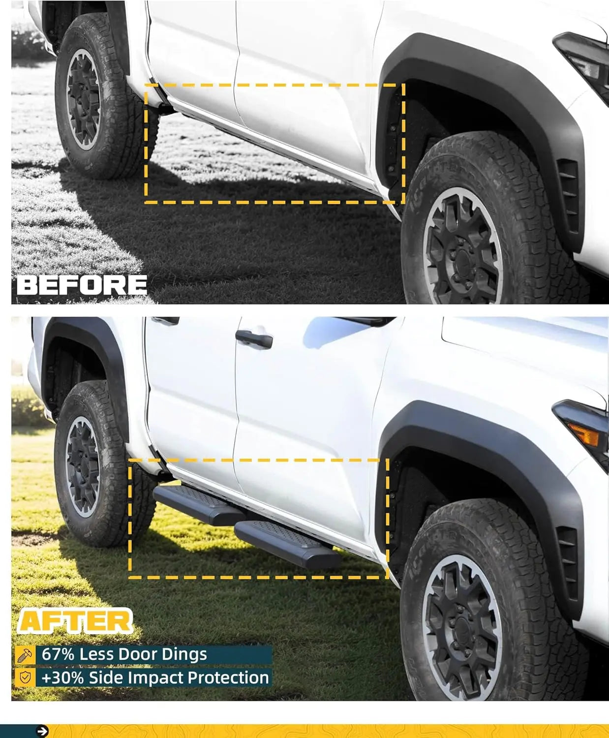 4PCS Upgrade EZ Side Steps for 2024 2025+ Toyota Tacoma Double Cab/Crew Cab-6