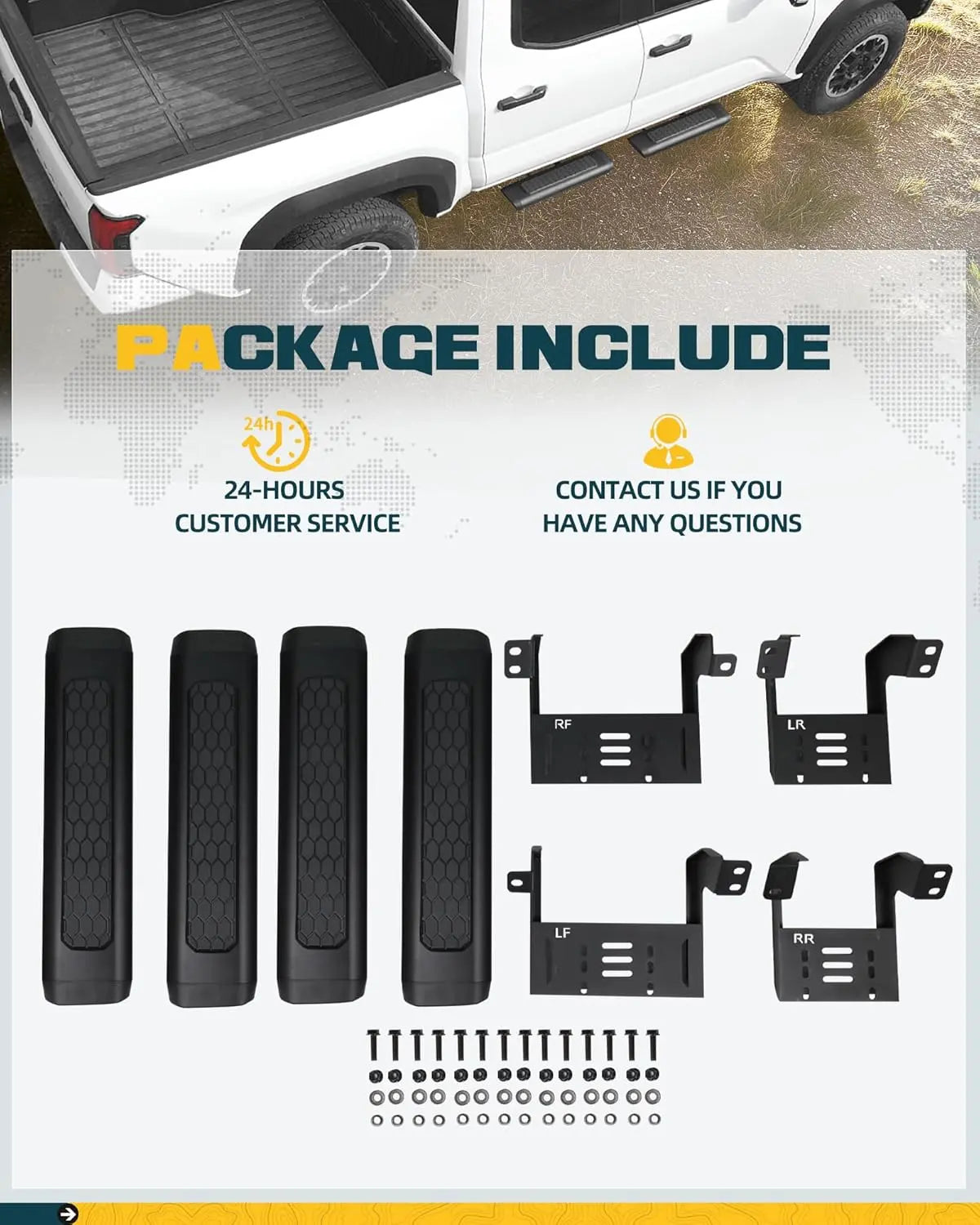 4PCS Upgrade EZ Side Steps for 2024 2025+ Toyota Tacoma Double Cab/Crew Cab-12