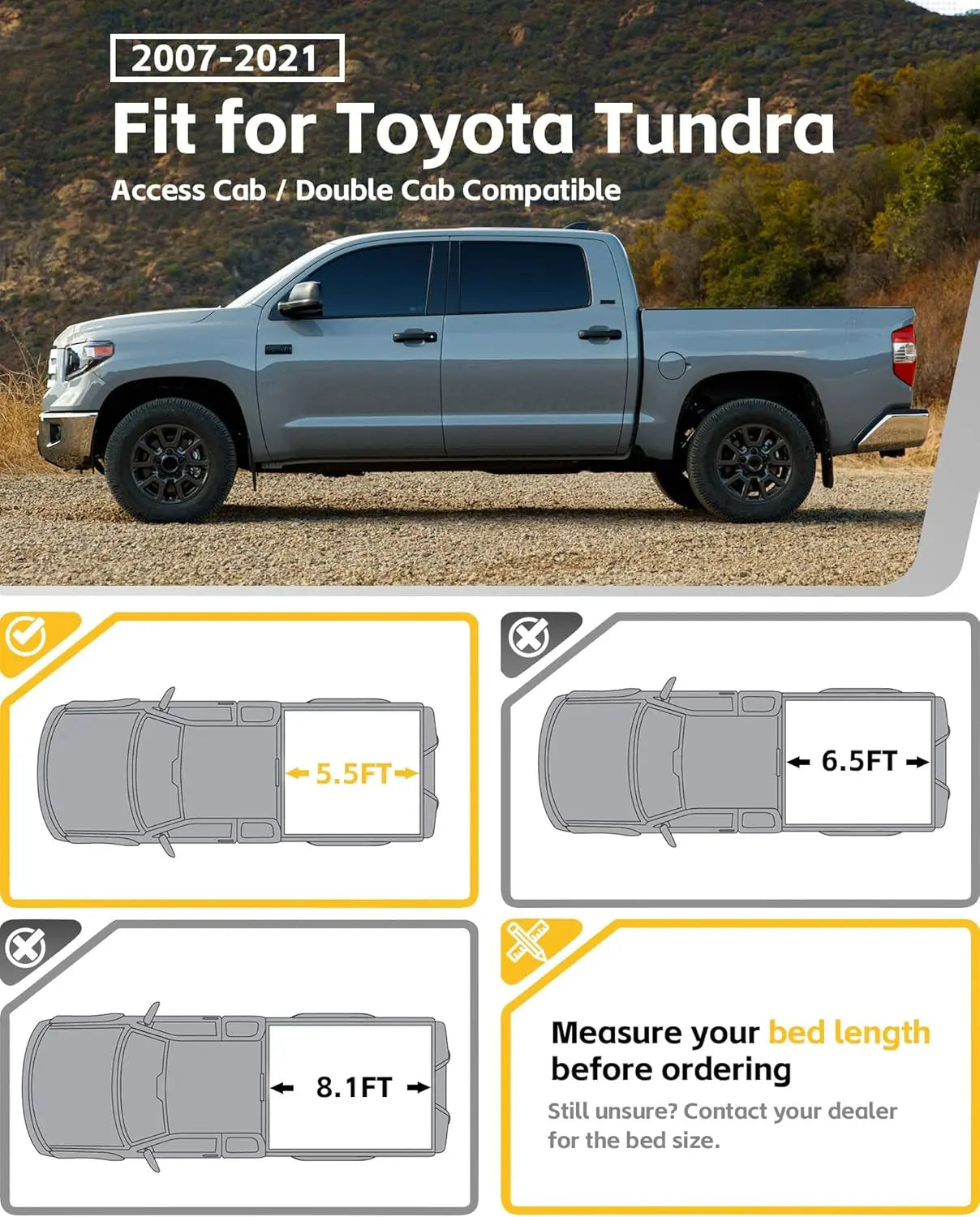 TRUMGETA Side Bed MOLLE Panel for 2007-2021 Toyota Tundra Truck Storage Organizer System