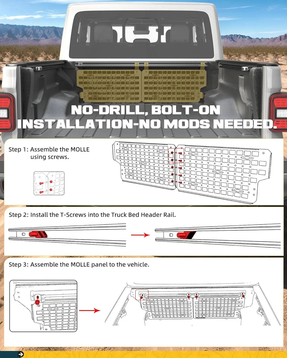 Heavy-Duty Side Bed MOLLE Panel Fit for 2019-2025 Chevy Silverado-5