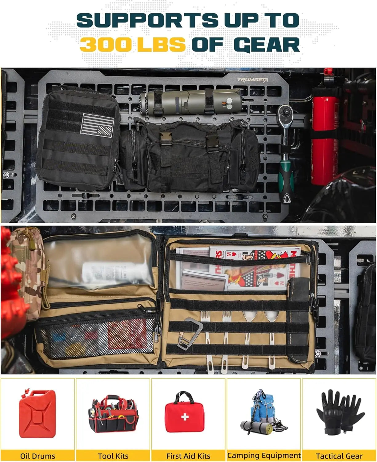 Front Bed MOLLE Panel Fit for 5.5 Feet Toyota Tacoma 2016-2023 Truck Storage Organizer System-7