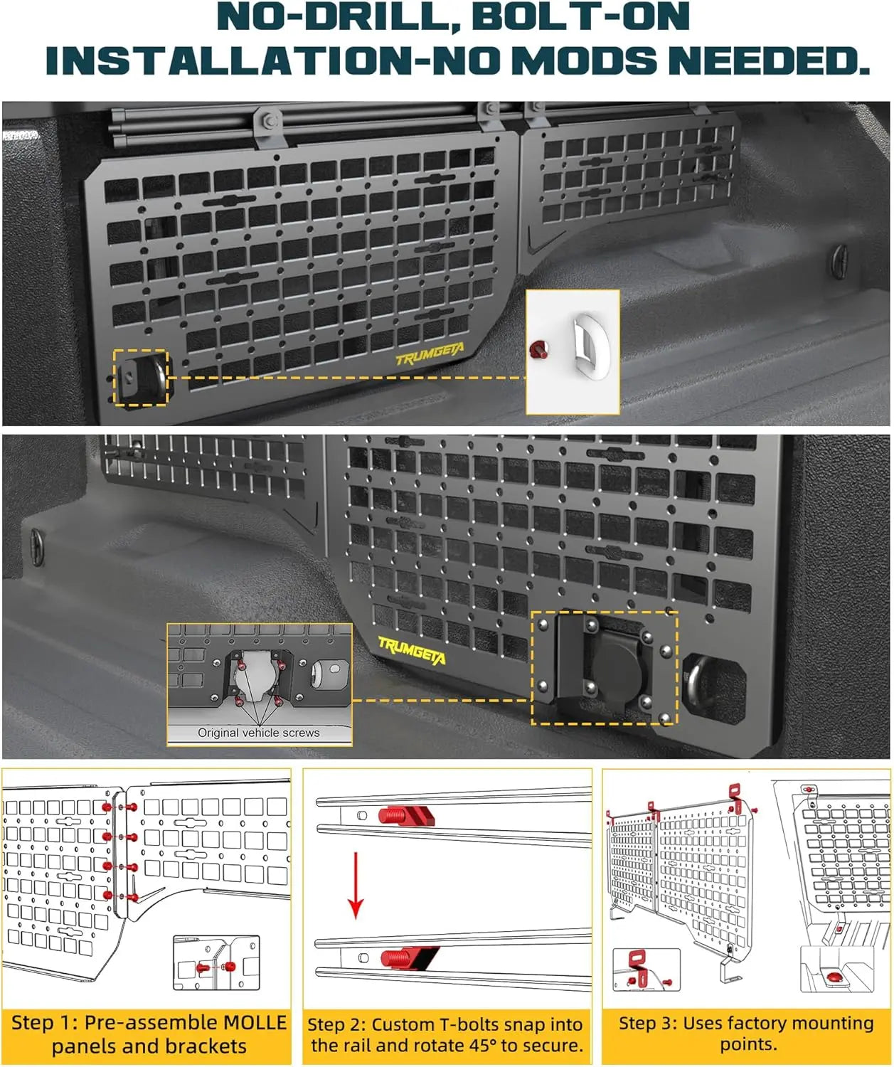 Heavy-Duty Side Bed MOLLE Panel Fit for 2022+ Ford Maverick-5