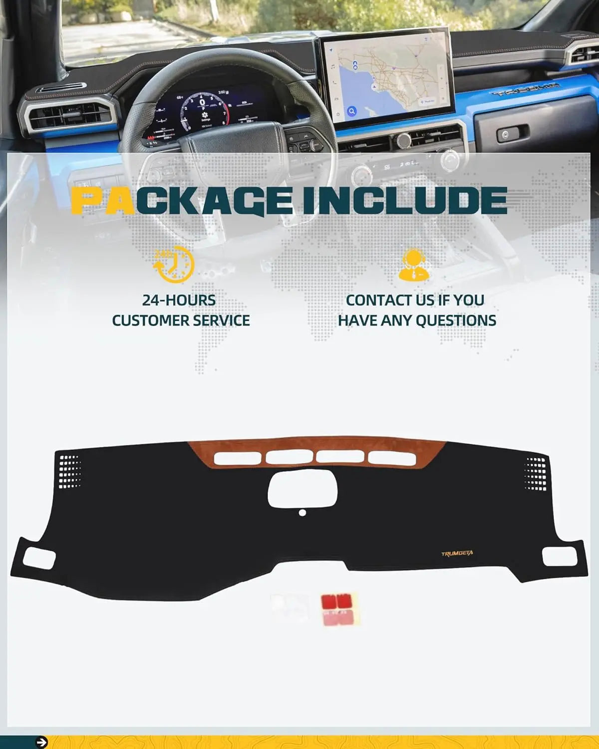 Dashboard Cover Mat Fit for 2024 2025 2026 Tacoma Accessories Dash Cover Upgrade Suede Non-Slip Dash Mat Sunshade Glare UV Rays Protector-8