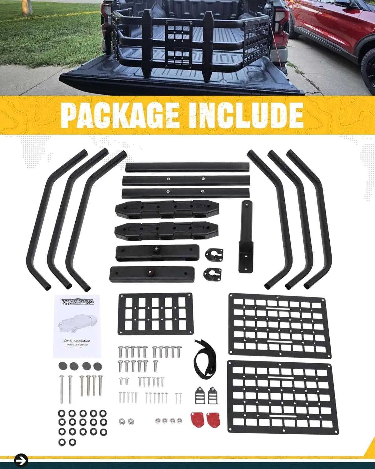 Truck Bed Extender for Hyundai Santa Cruz 2022-2025 with Molle Panel and Flag Bracket-9