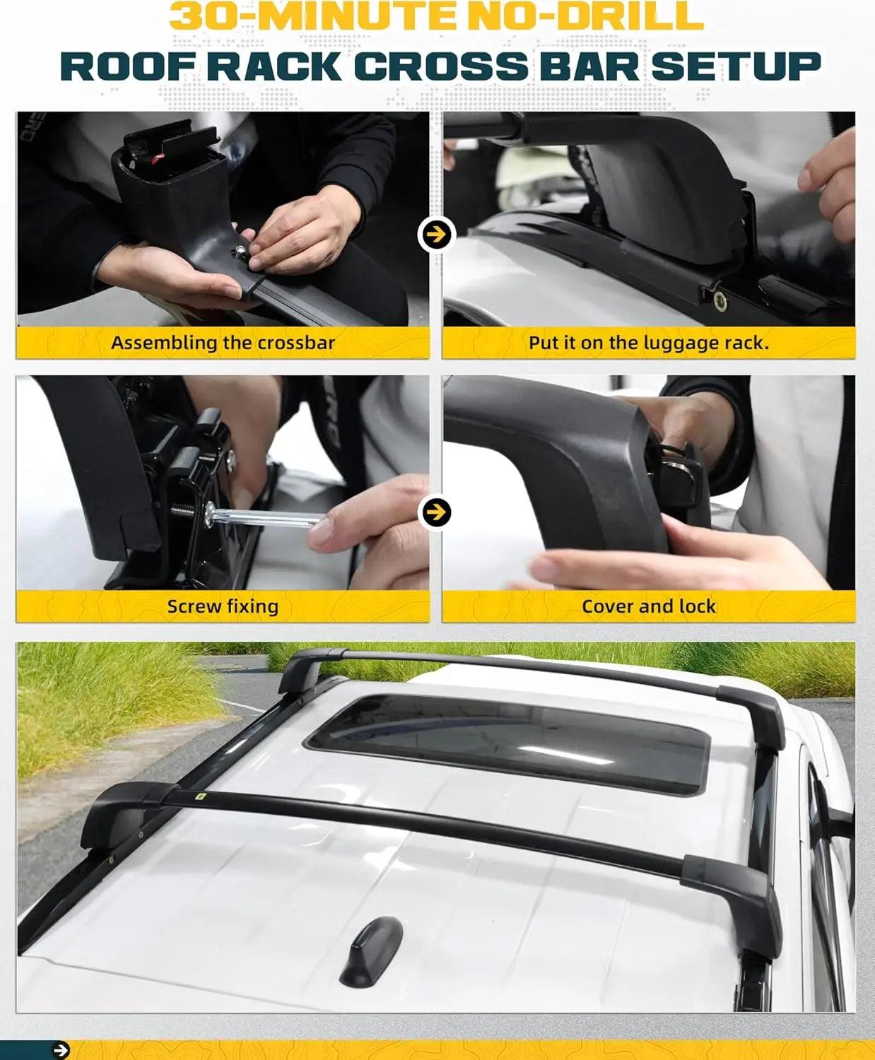 Lockable Roof Rack Cross Bars Kit for 2024 2025 Toyota Tacoma Double Cab-9