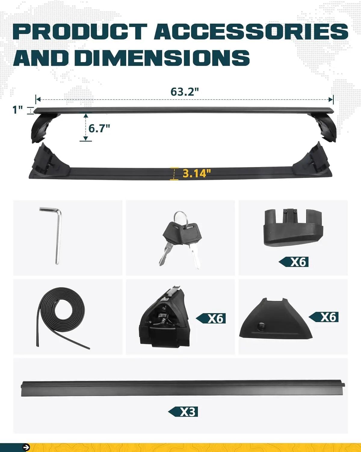 3X Cross Bars Set for Jeep Wrangler Gladiator-9