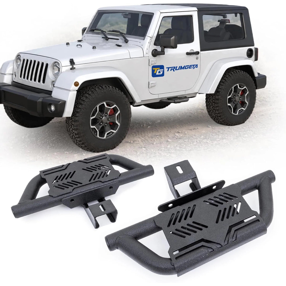 TRUMGETA Auxchemic® 232010 Side Steps for 2007-2018 Jeep Wrangler JK, NOT for Rock Rails