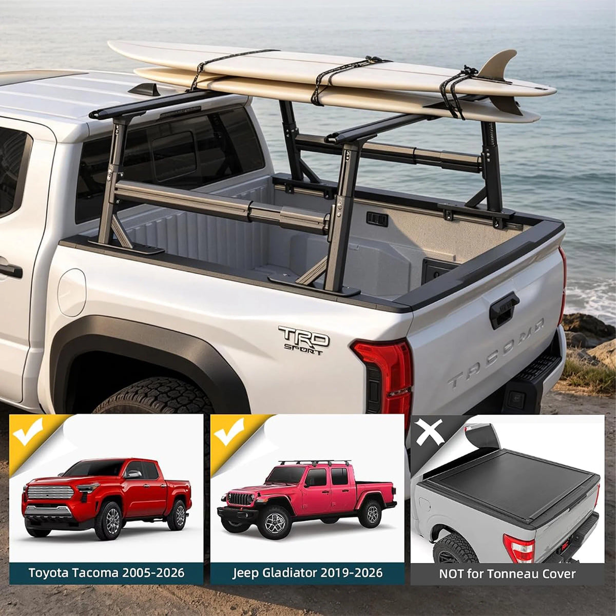 TRUMGETA Adjustable 1000LB Heavy Duty Bed Rack for Trucks with Factory Inner Rails - ULTRA