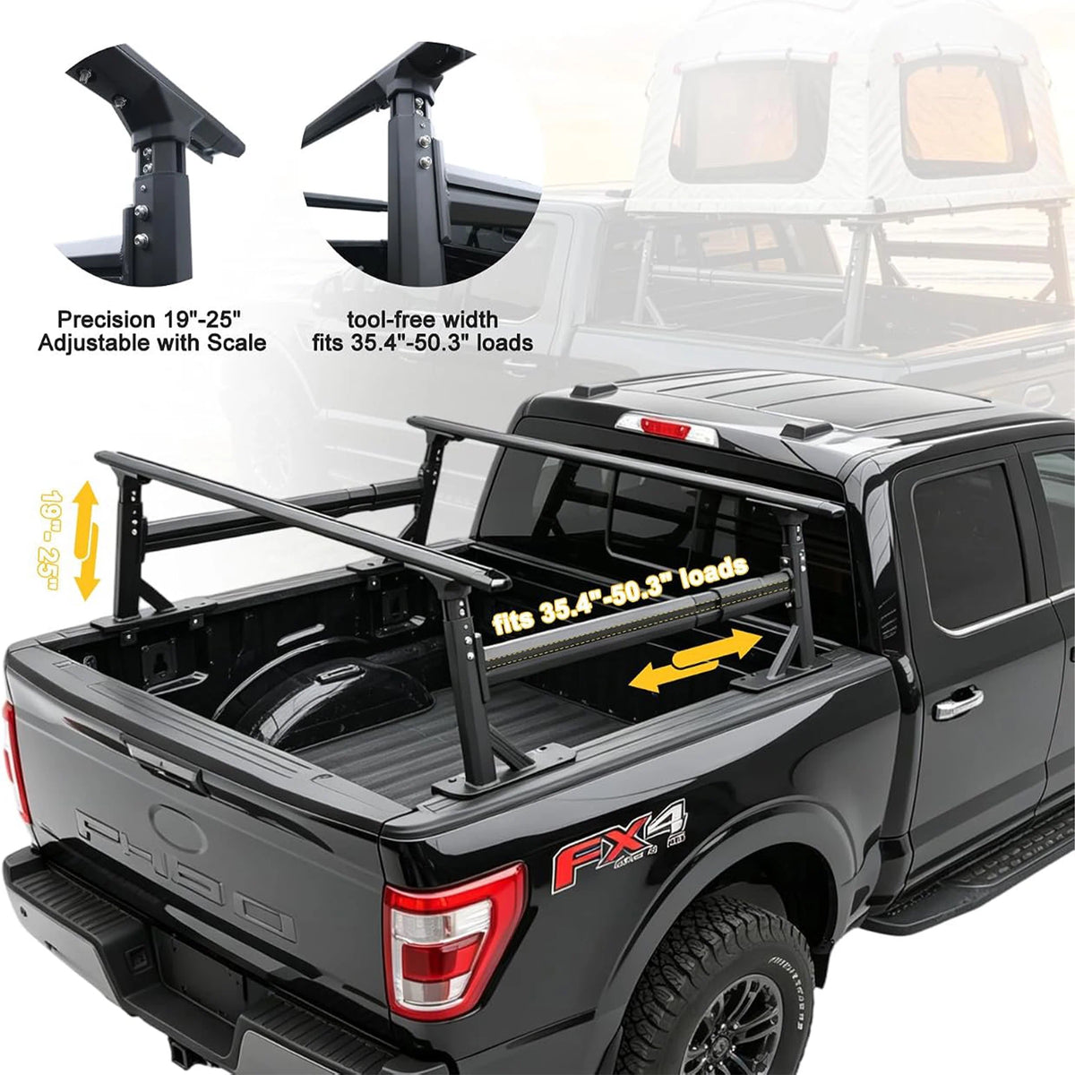 TRUMGETA Heavy Duty 1000LB Adjustable Bed Rack for Trucks - ULTRA