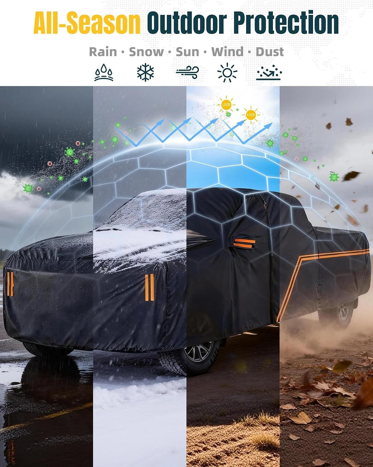 TRUMGETA Waterproof Full Truck Cover for 2005-2026 Toyota Tacoma Xtra/Access/Double Cab - 10-Layer Outdoor Protection