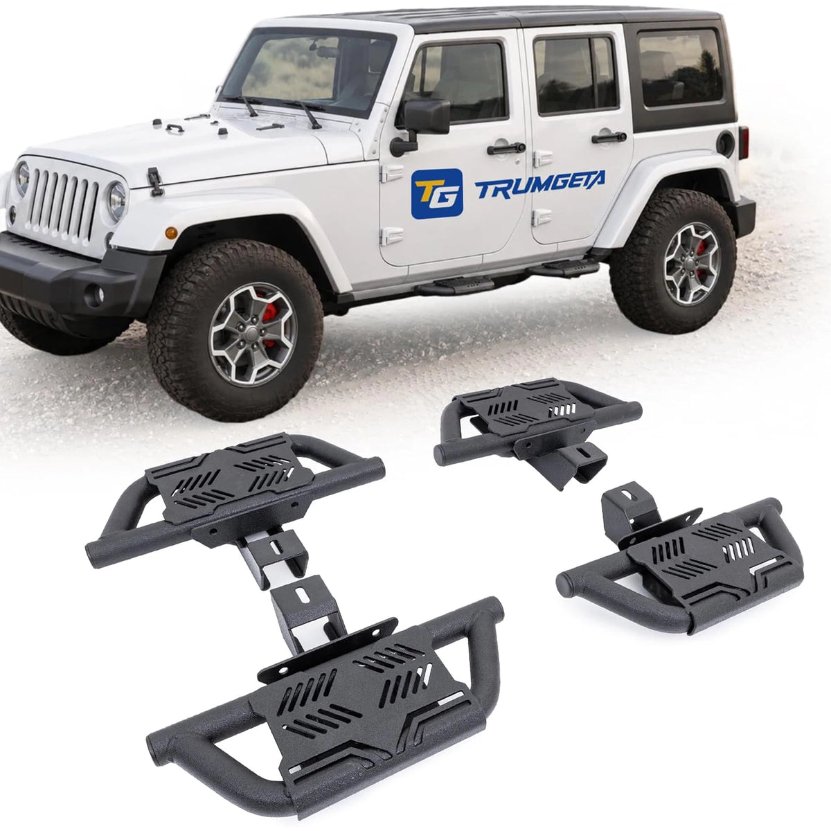 TRUMGETA Auxchemic® 232009 Side Steps for 2007-2018 Jeep Wrangler JK, NOT for Rock Rails