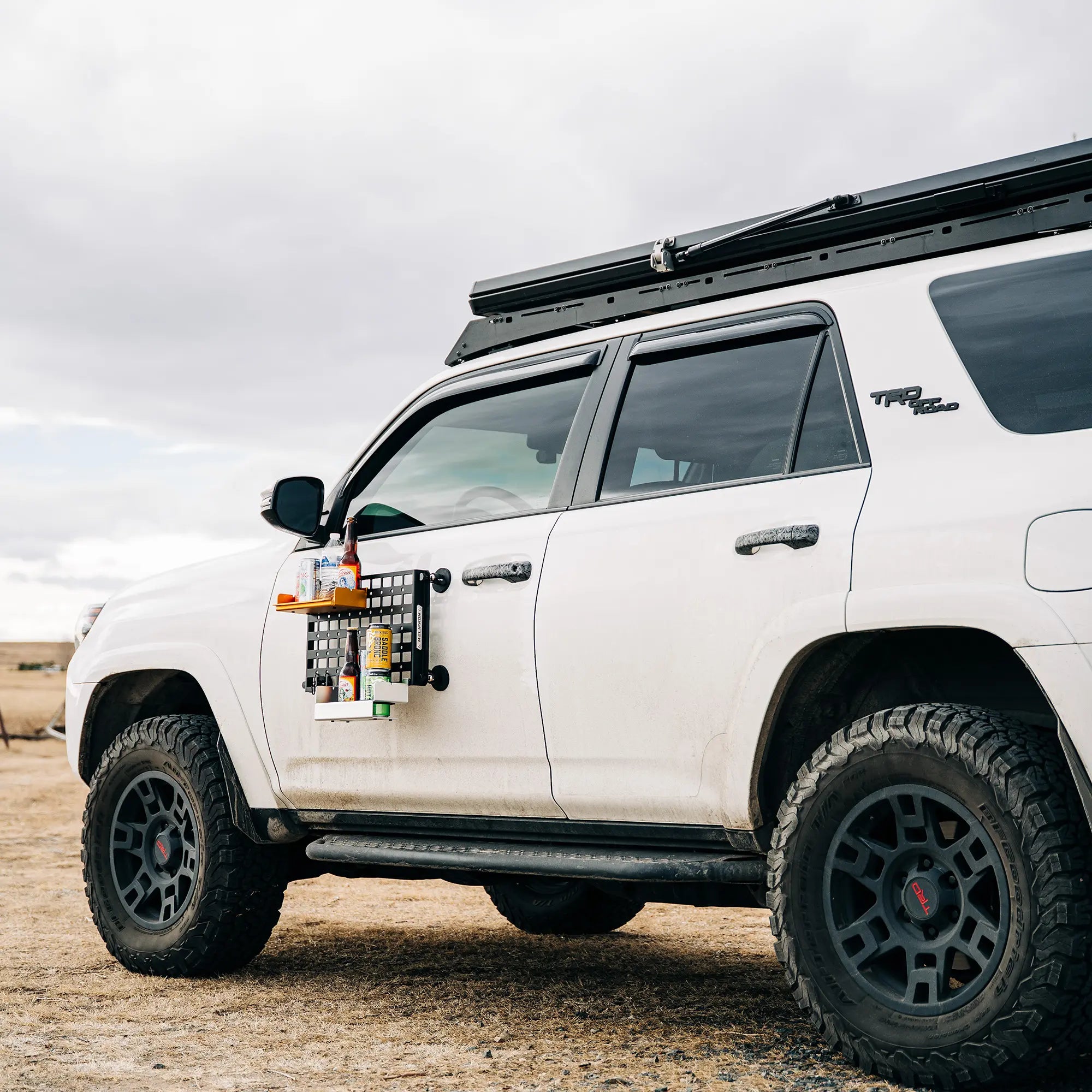 Trumgeta Magnetic Vehicle Side Tray System with MOLLE Panel for Pickup Camping, Outdoor Cooking and Jobsite Organization