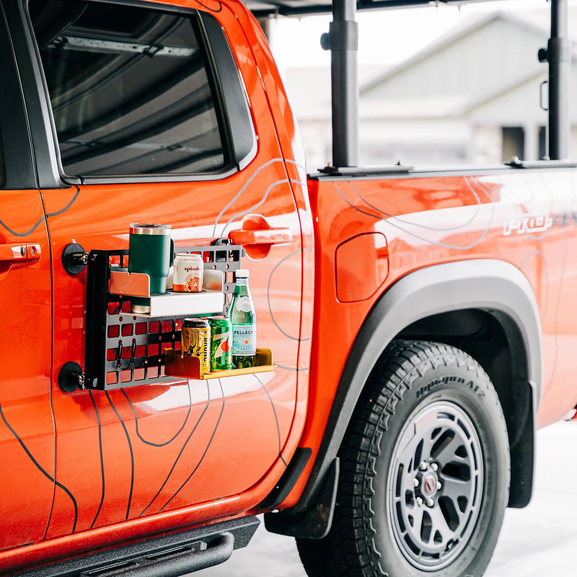 Trumgeta Magnetic Vehicle Side Tray System with MOLLE Panel for Pickup Camping, Outdoor Cooking and Jobsite Organization