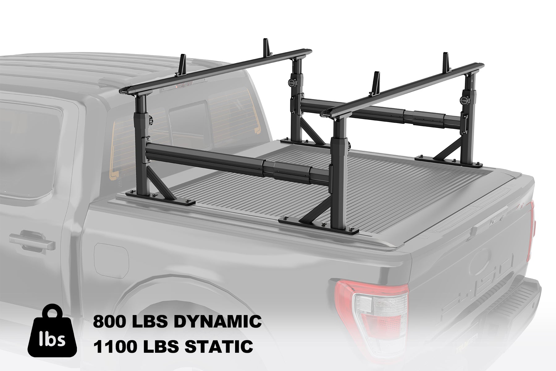 TRUMGETA Heavy-Duty Adjustable Truck Bed Rack with Side Bars for Full-Size Pickup Trucks (Fits T-slot Tonneau Covers) -1