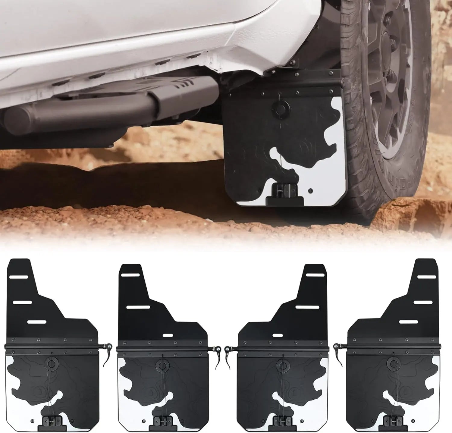 4PCS Silver Truck Mud Flaps Splash Guards for Toyota Tacoma 2016-2023-1
