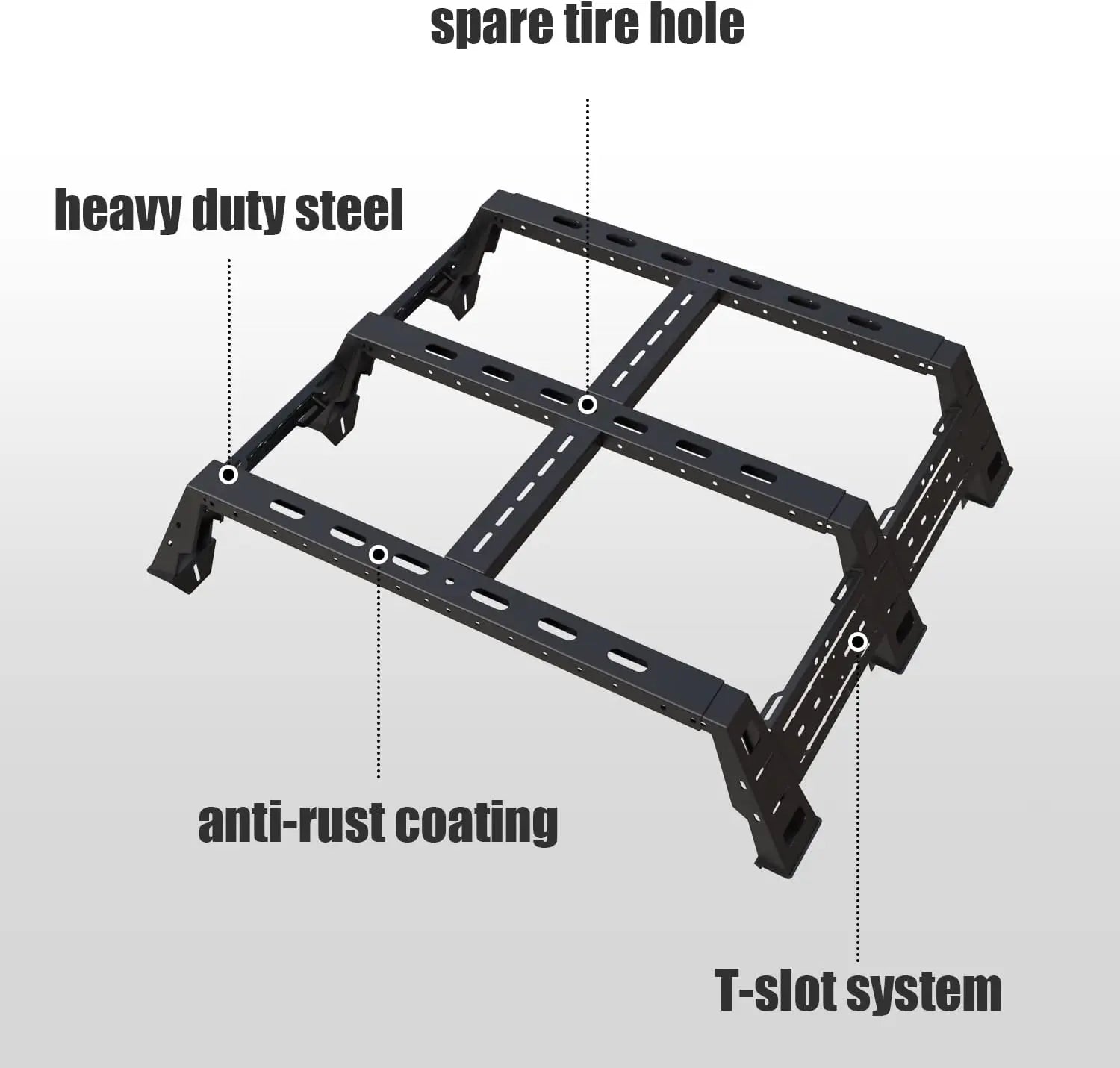 High Overland Truck Bed Rack Tent Rack Fit for Jeep Gladiator JT 2020-2023-2