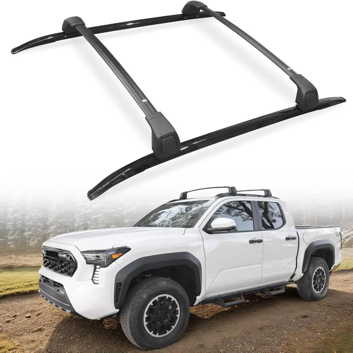 Cciyu Rooftop Cargo Rack Crossbars For Toyota Tacoma Double Cab 2005 2021 Rooftop Luggage Canoe Kayak Carrier Rack Black Roof Cross Bar Fits Models Only