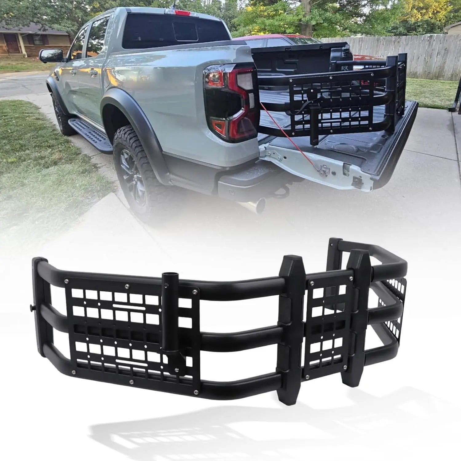 Truck Bed Extender for Ford Ranger 2011-2025 with Molle Panel and Flag Bracket-1