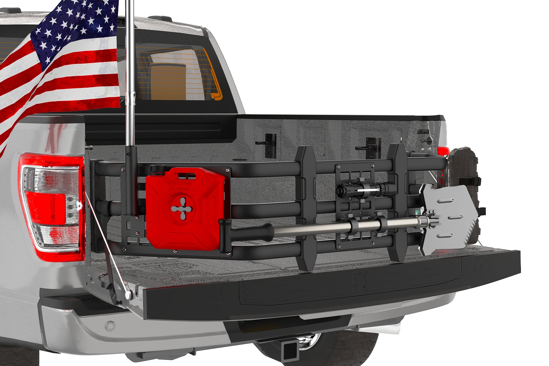 Truck Bed Extender for Ford F150 2015-2025 with Molle Panel and Flag Pole Mount - TRUMGETA