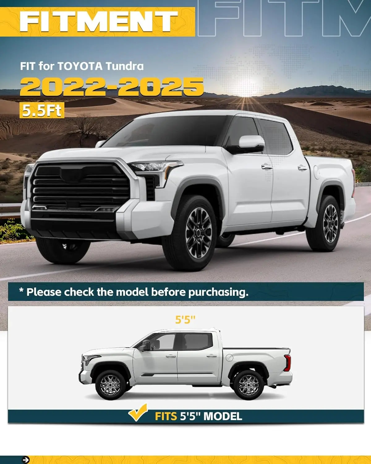 Side Bed MOLLE Panel for 2022-2025 Toyota Tundra 5.5 Feet with Truck Rail-2