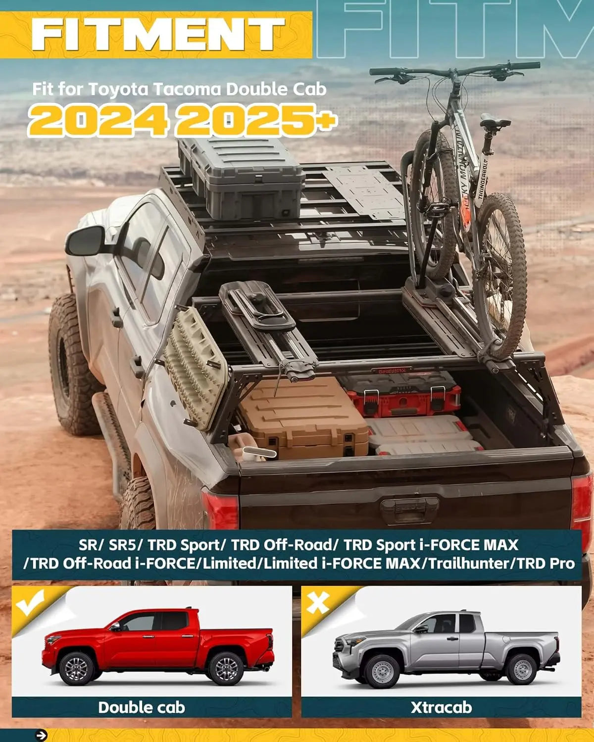 1000 lbs Roof Rack for 2024 2025 Toyota Tacoma Double Cab-2