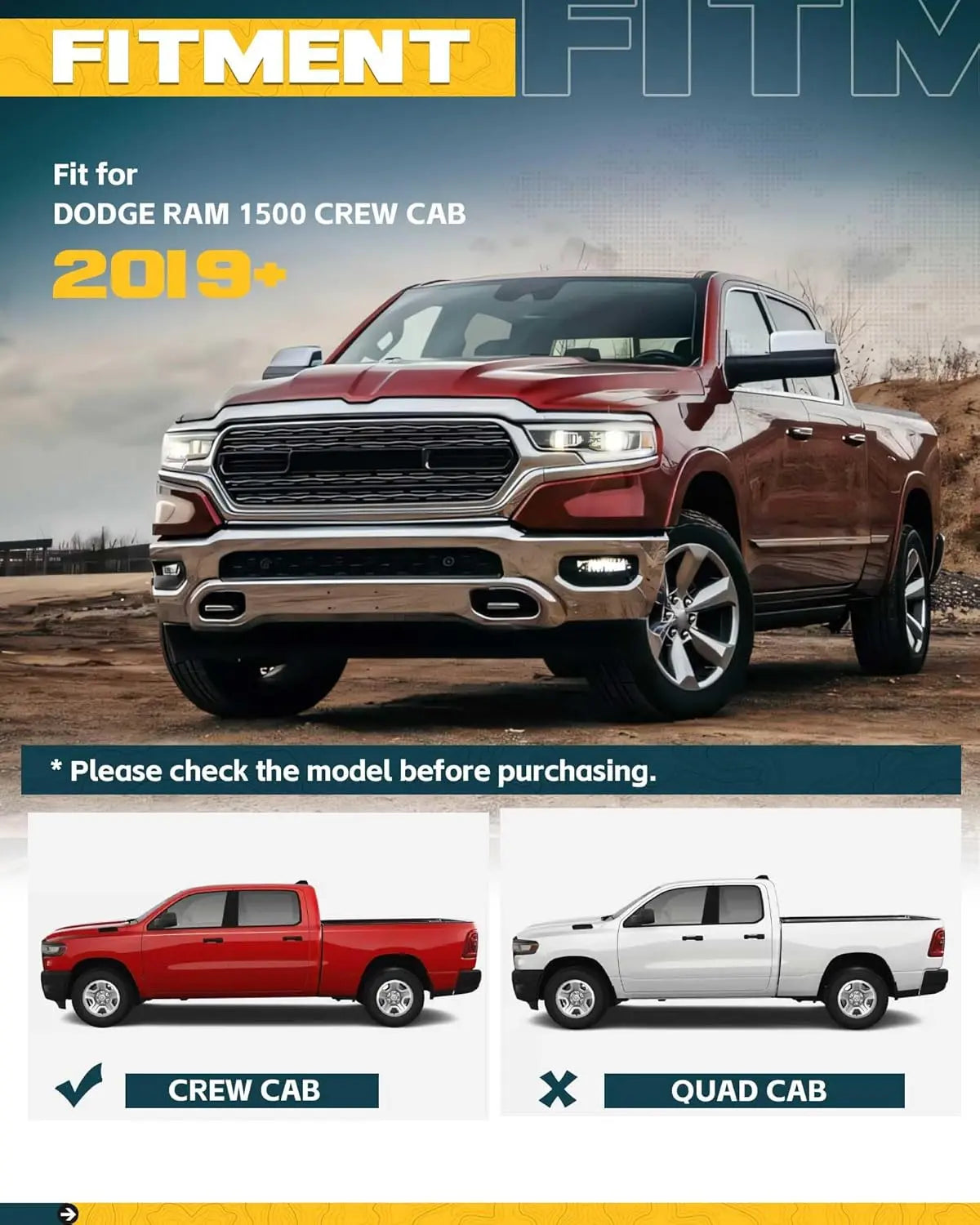 4x EZ Side Steps for Dodge RAM 1500 Crew Cab 2019-2025-2