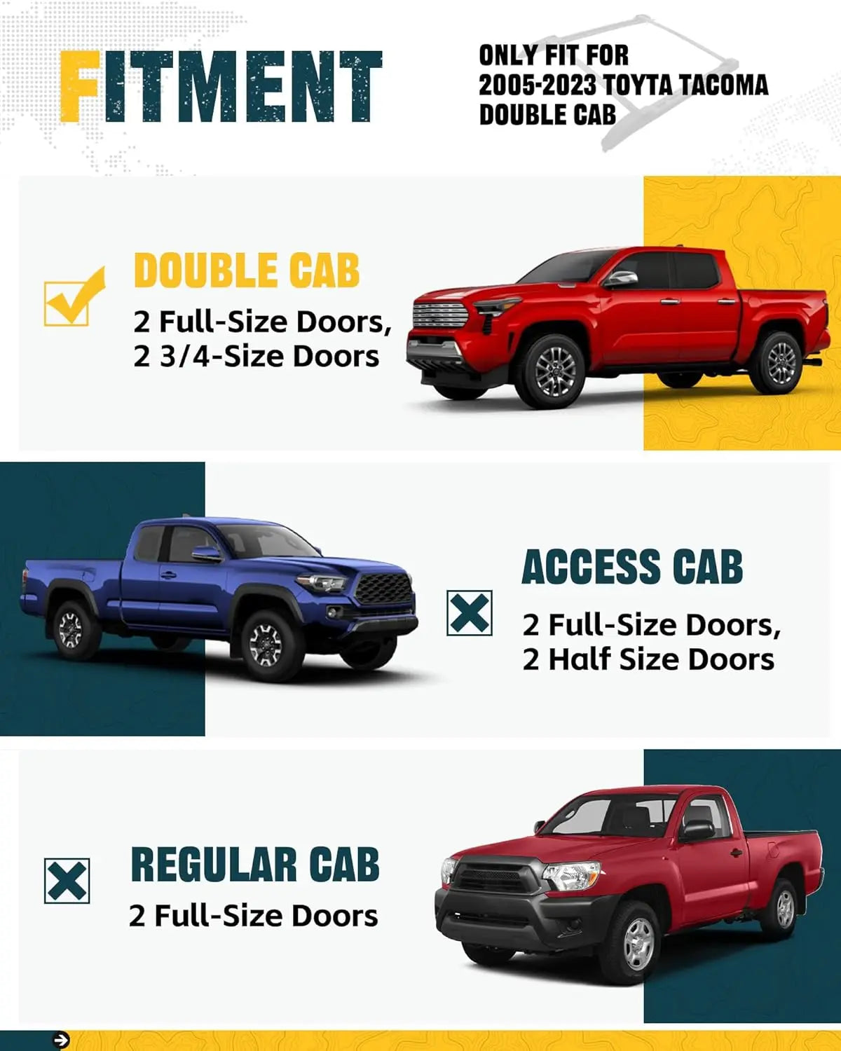 Roof Rack Cross Bars Kit for Toyota Tacoma Double Cab-2