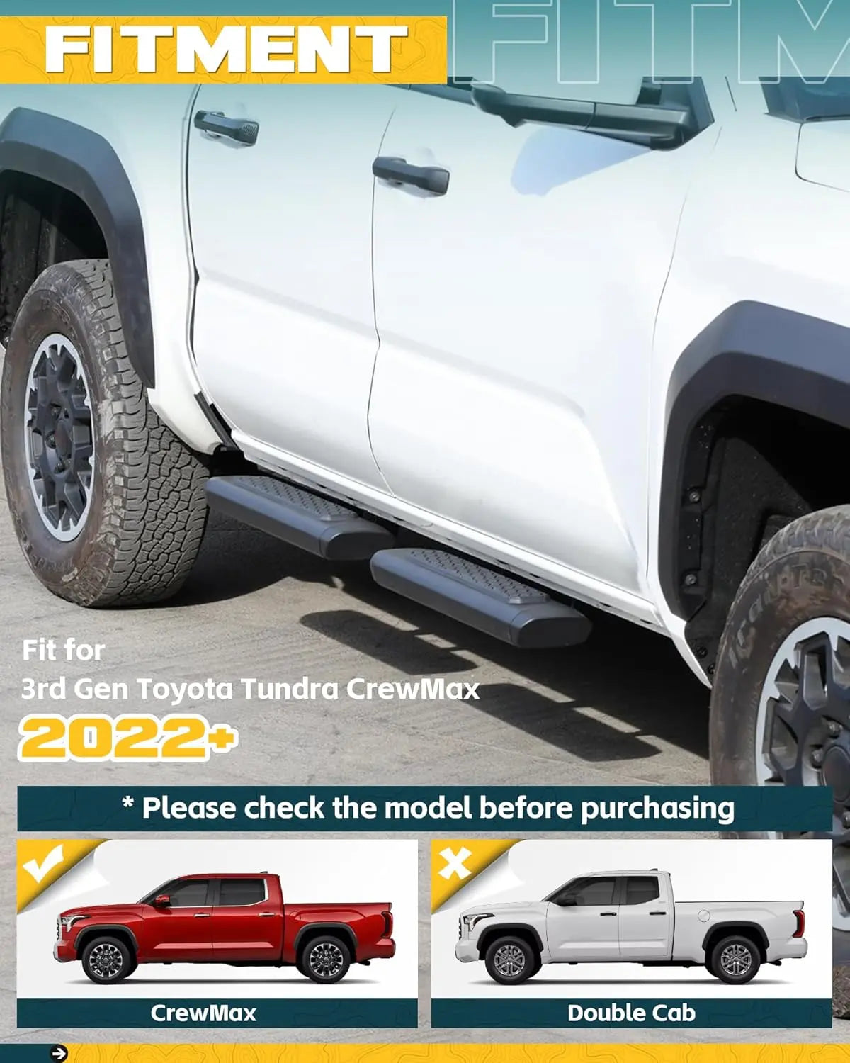 4PCS EZ Side Steps Fit for 2022-2025 Toyota Tundra CREWMAX CAB Running Boards-2