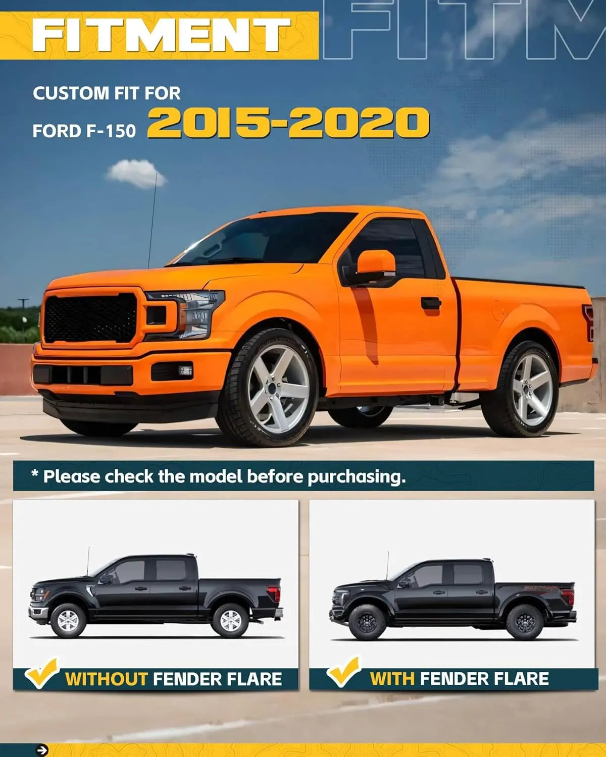 4PCS Upgraded Adjustable Truck Mud Flaps for Ford F150 2015-2020-2
