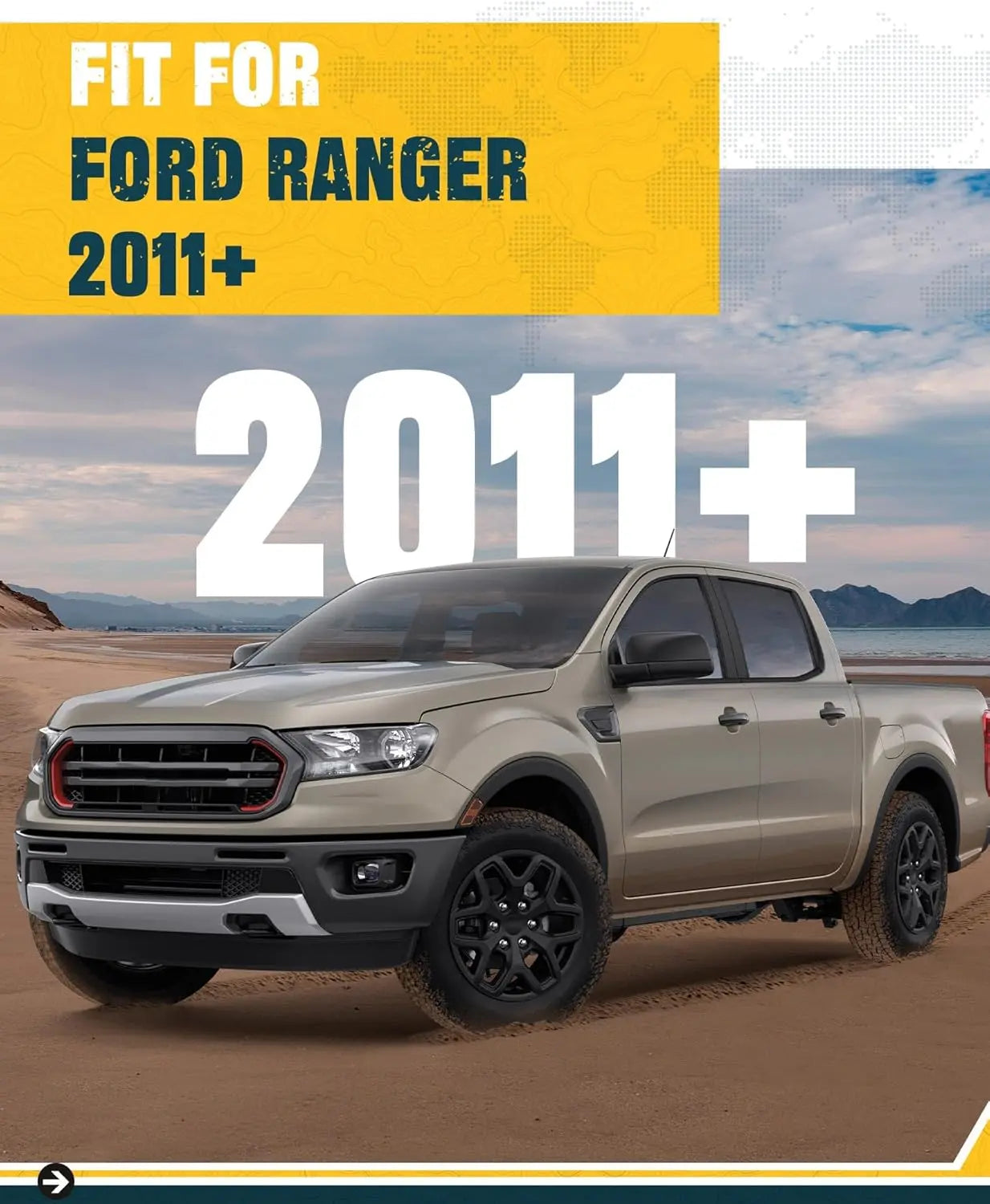 Truck Bed Extender for Ford Ranger 2011-2025 with Molle Panel and Flag Bracket-2