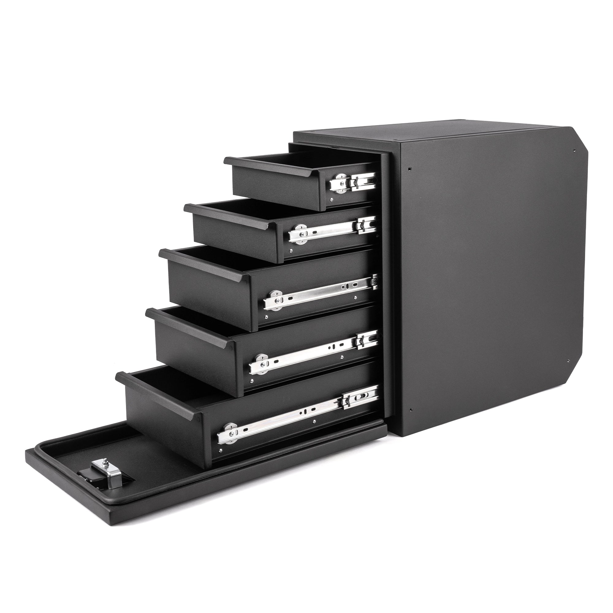 Lockable Truck Bed Tool Box Fit for Toyota Tacoma 2024 2025 Wheel Well Tool Box With Drawers-3