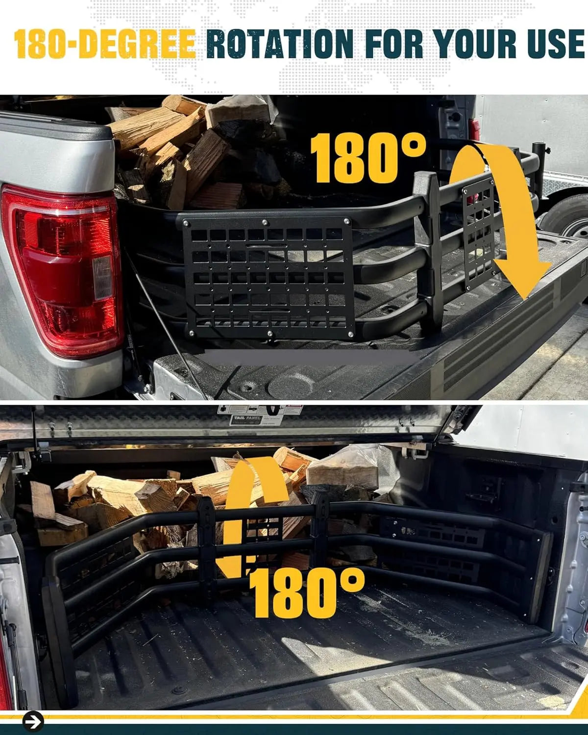 Truck Bed Extender for Ford  F150 2015-2025 with Molle Panel and Flag Pole Mount-3