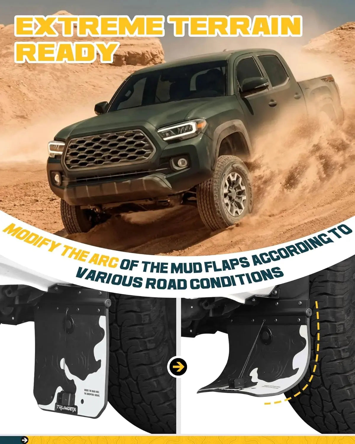 4PCS Silver Truck Mud Flaps Splash Guards for Toyota Tacoma 2016-2023-3