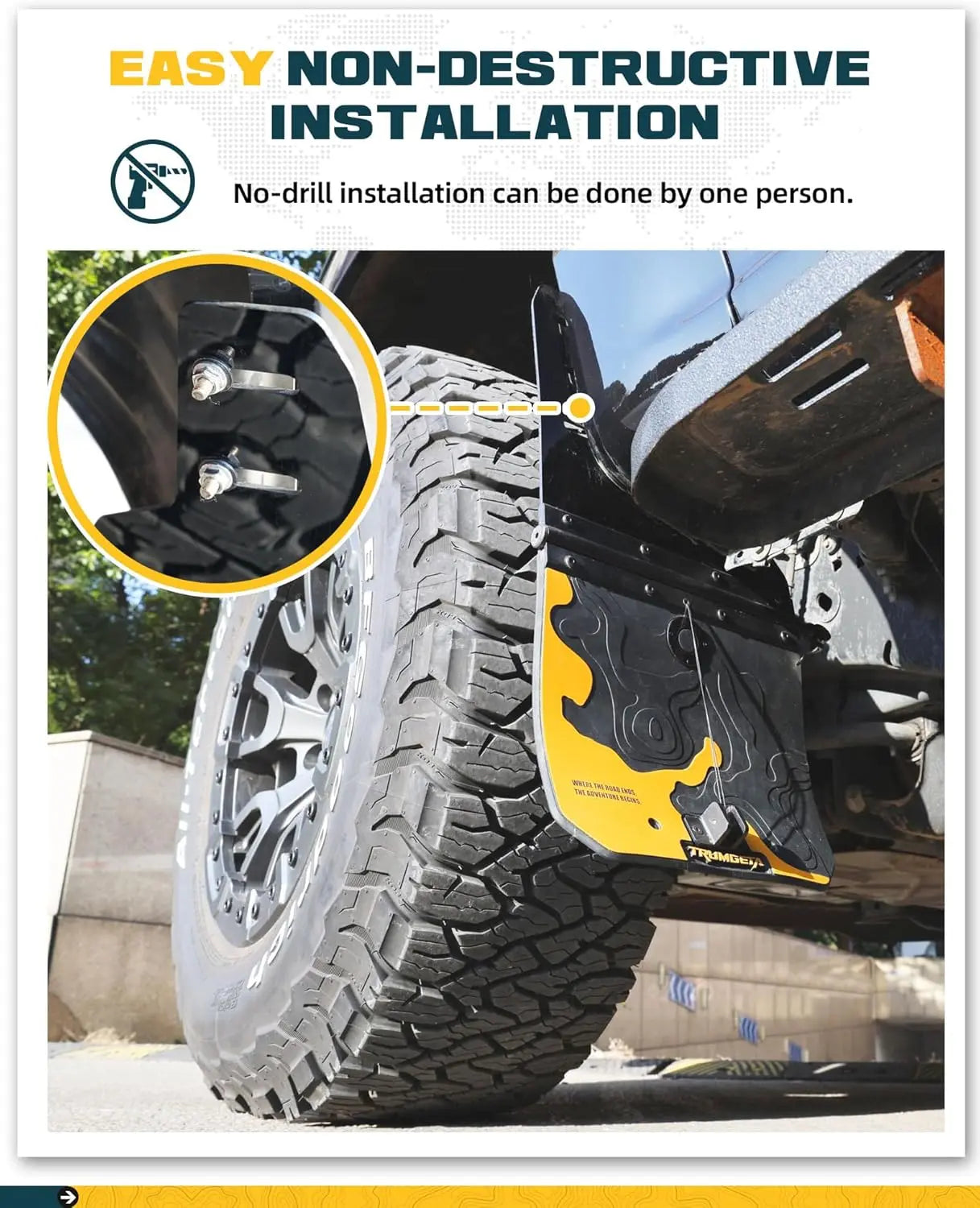 4PCS Upgraded Truck Mud Flaps for 2019-2025 Ram 1500 w/Fender Flares Model-4