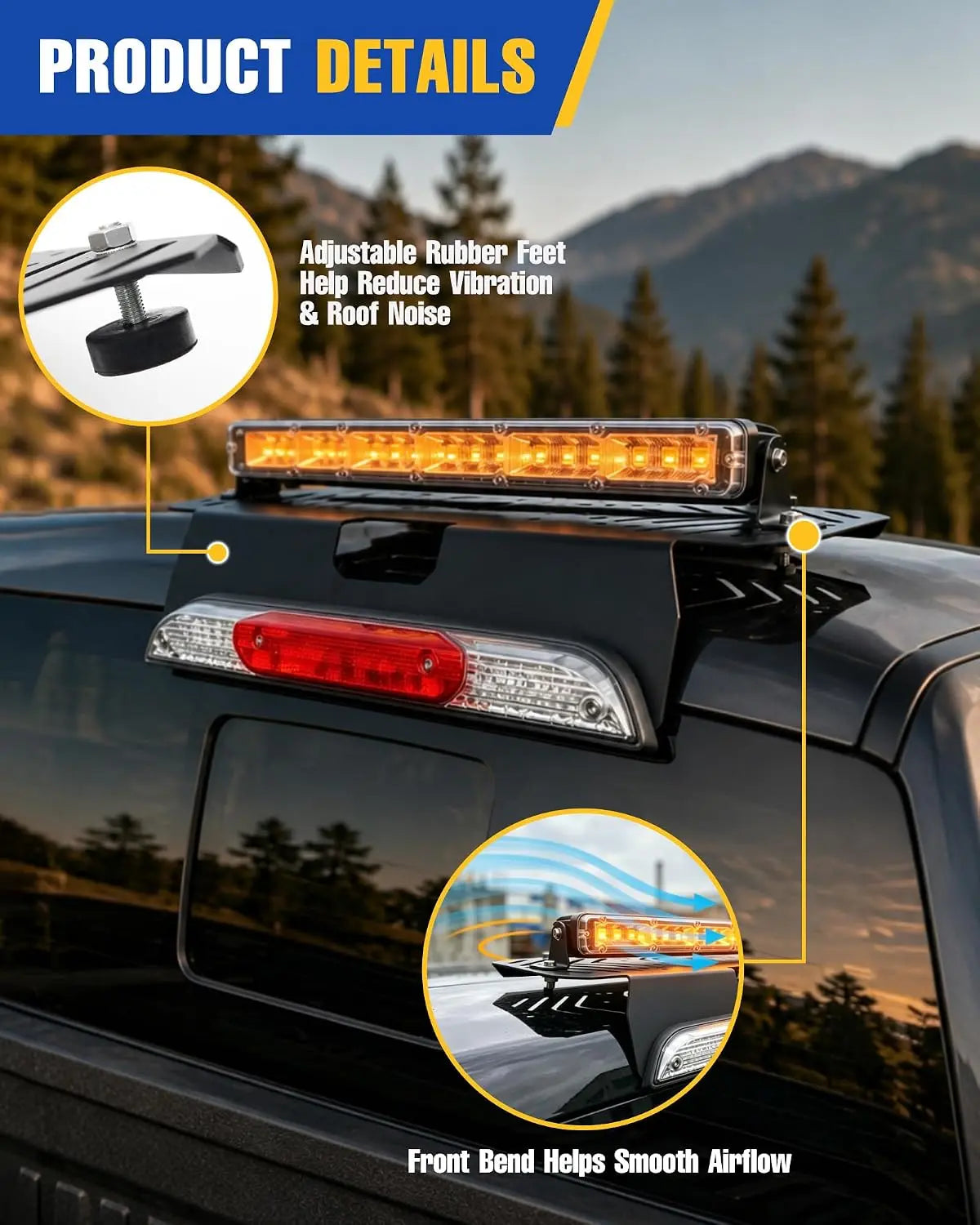 Trumgeta Drill-Free Cab Light Bar & Antenna Mount for Ford F-150 2015+ & Super Duty 2017+