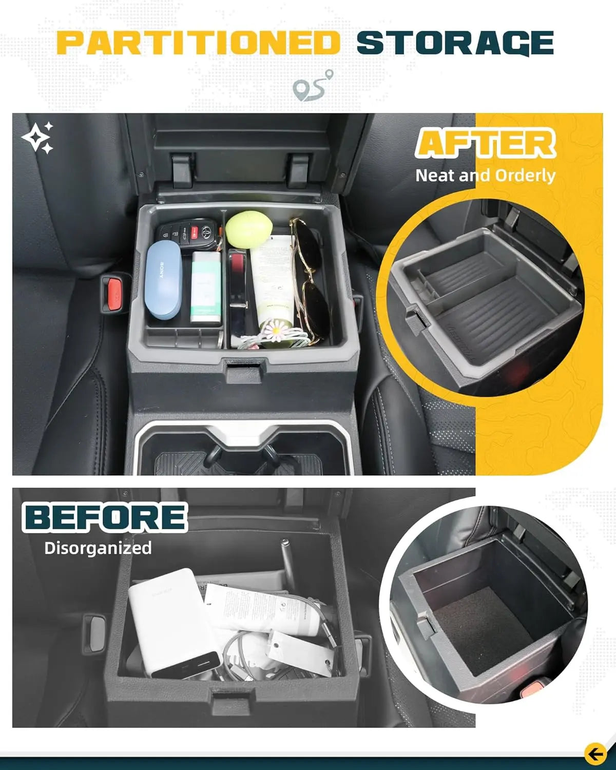 Center Console Organizer Tray for 2024 2025 Toyota Tacoma  & Toyota 4Runner 2025+-4