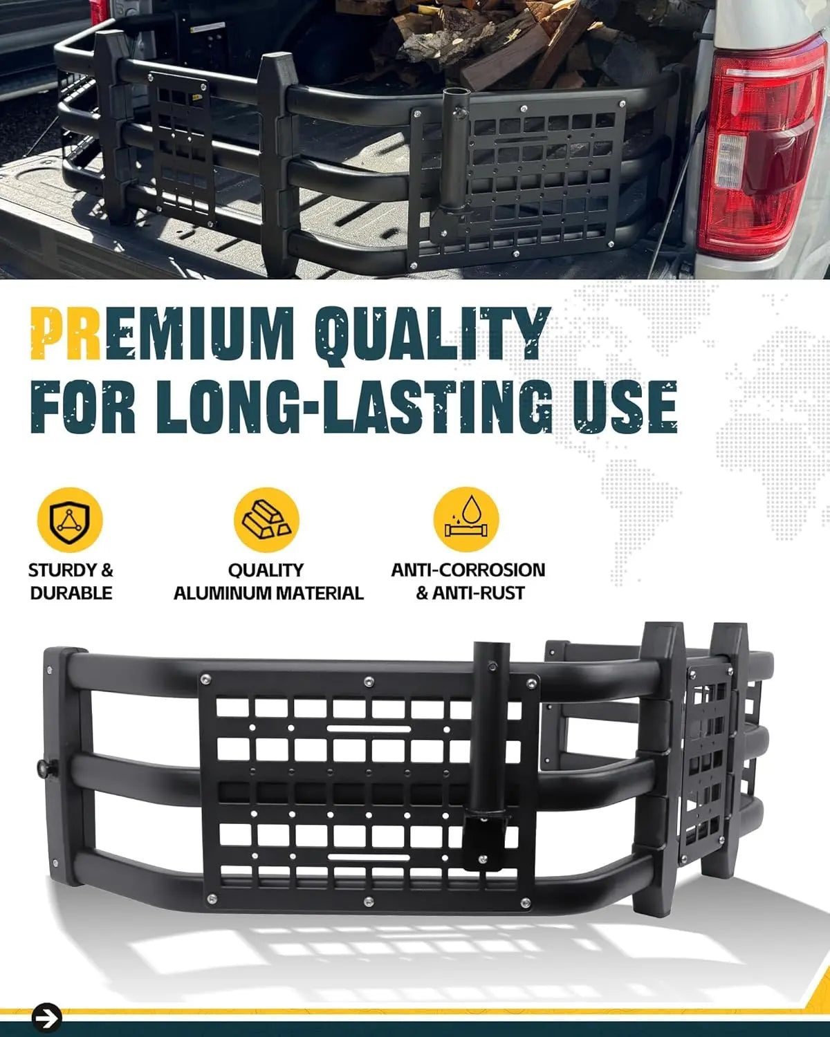 Truck Bed Extender for Ford  F150 2015-2025 with Molle Panel and Flag Pole Mount-4