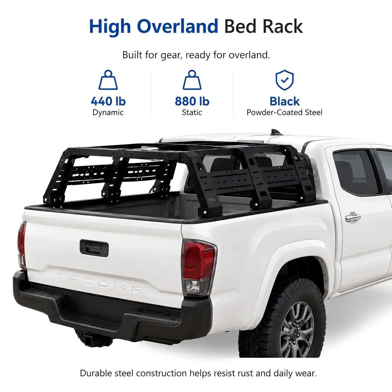 TRUMGETA Overland Bed Rack Fit for 2005-2024 Toyota Tacoma, Overland Tent Rack with T-Slot System