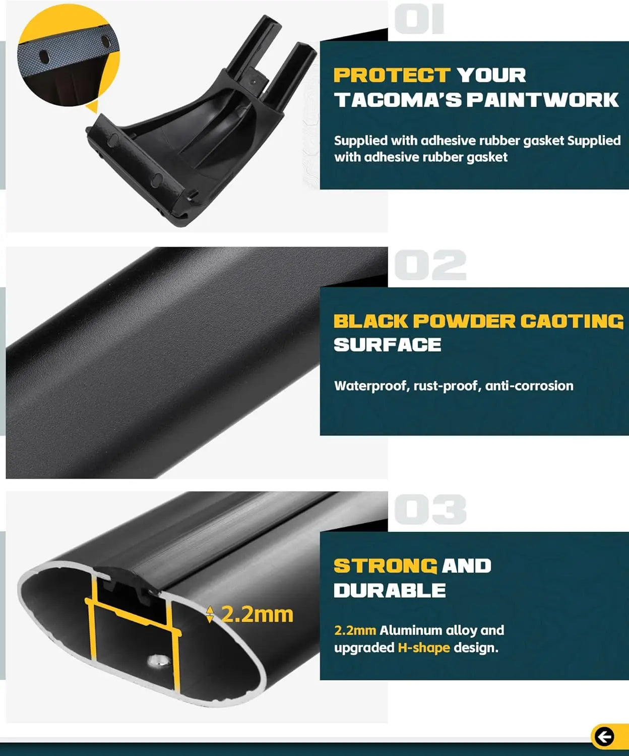 Roof Rack Cross Bars for Toyota Tacoma Double Cab/Crew Cab-5