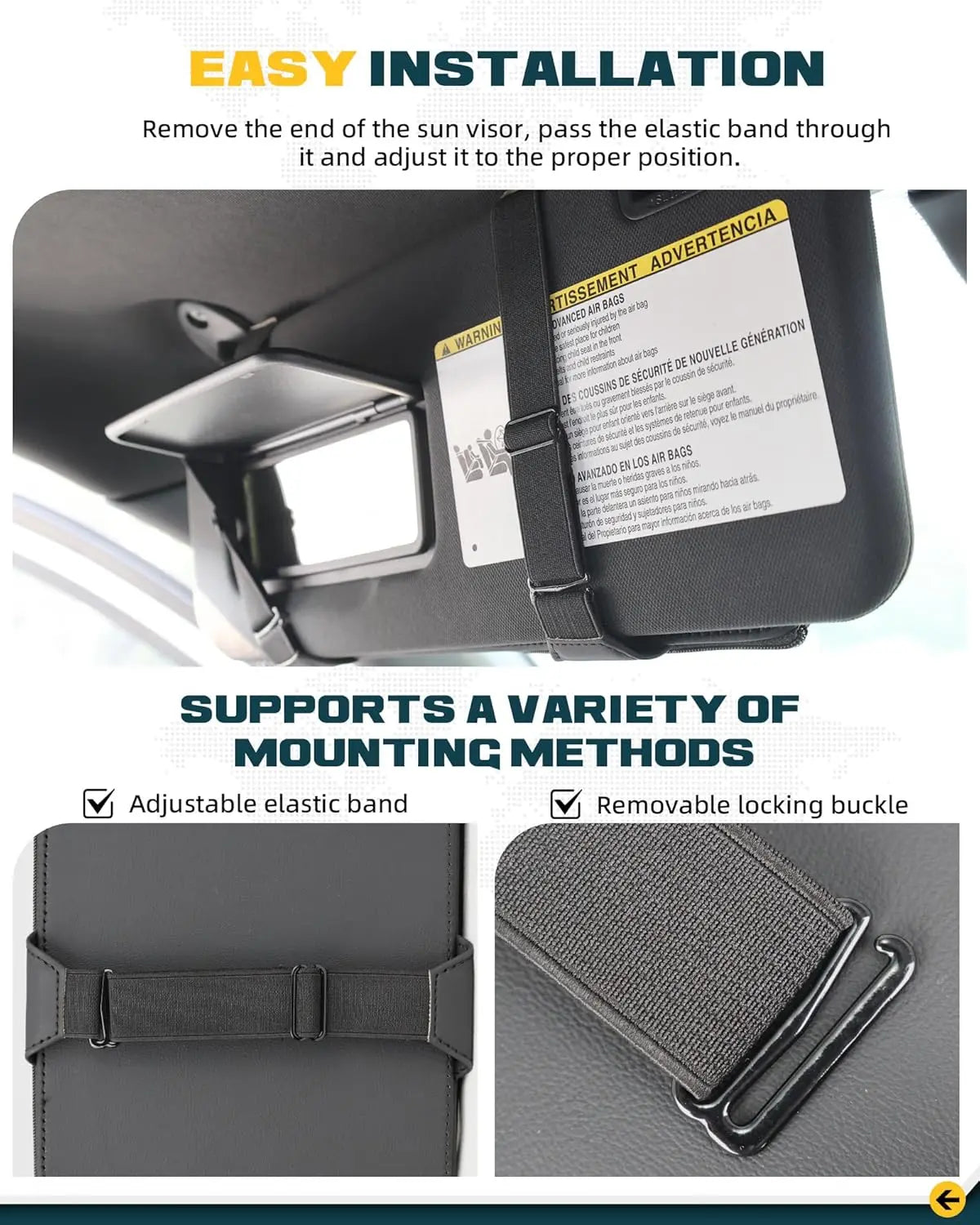 Leather Sun Visor Organizer for Trucks, SUVs & Cars-6