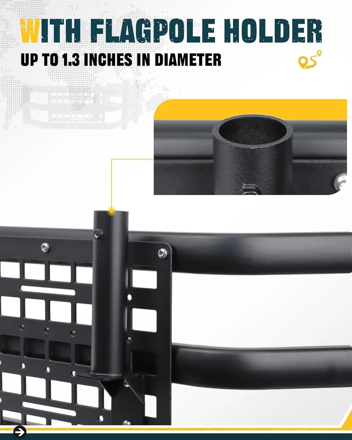 Truck Bed Extender for Ford Ranger 2011-2025 with Molle Panel and Flag Bracket-6