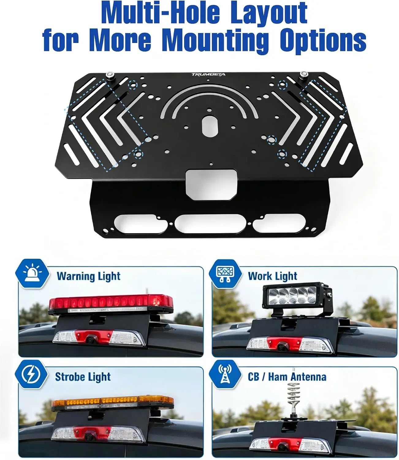 Trumgeta Drill-Free Cab Light Bar & Antenna Mount for Ford F-150 2015+ & Super Duty 2017+