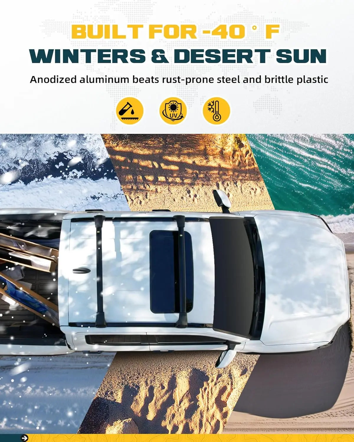 Lockable Roof Rack Cross Bars Kit for 2024 2025 Toyota Tacoma Double Cab-6