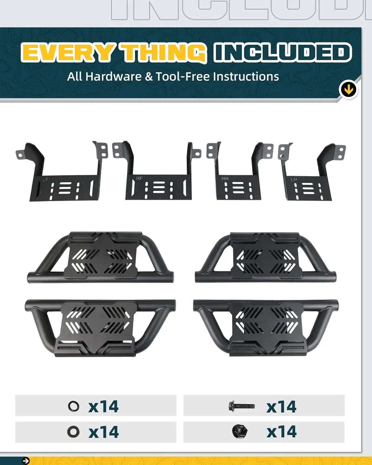 EZ Side Steps Fit for 2024 2025 2026 Toyota Tacoma Double Cab/Crew Cab 4 Doors Running Boards 350 LBS-8